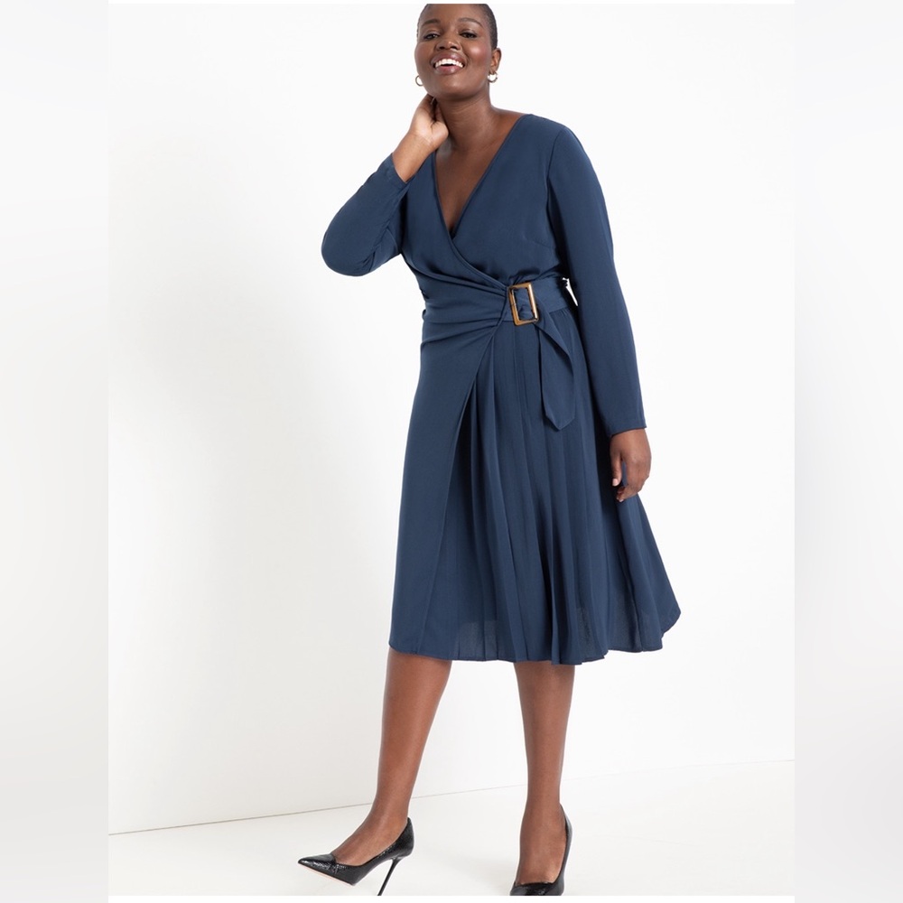 Eloquii Wrap Dress with Buckle Closure 24